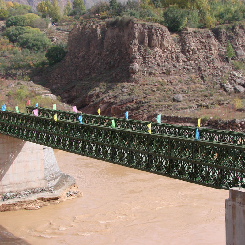 Puente Bailey (HD-321,51 m de largo, TDR) al primer grupo de ingeniería de ferrocarriles de China, condado de Xunhua, ciudad de Xining, provincia de Qinghai